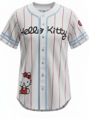 Hello Kitty Baseball Jersey | Women's XL | Button Front | Kawaii Sanrio Graphic